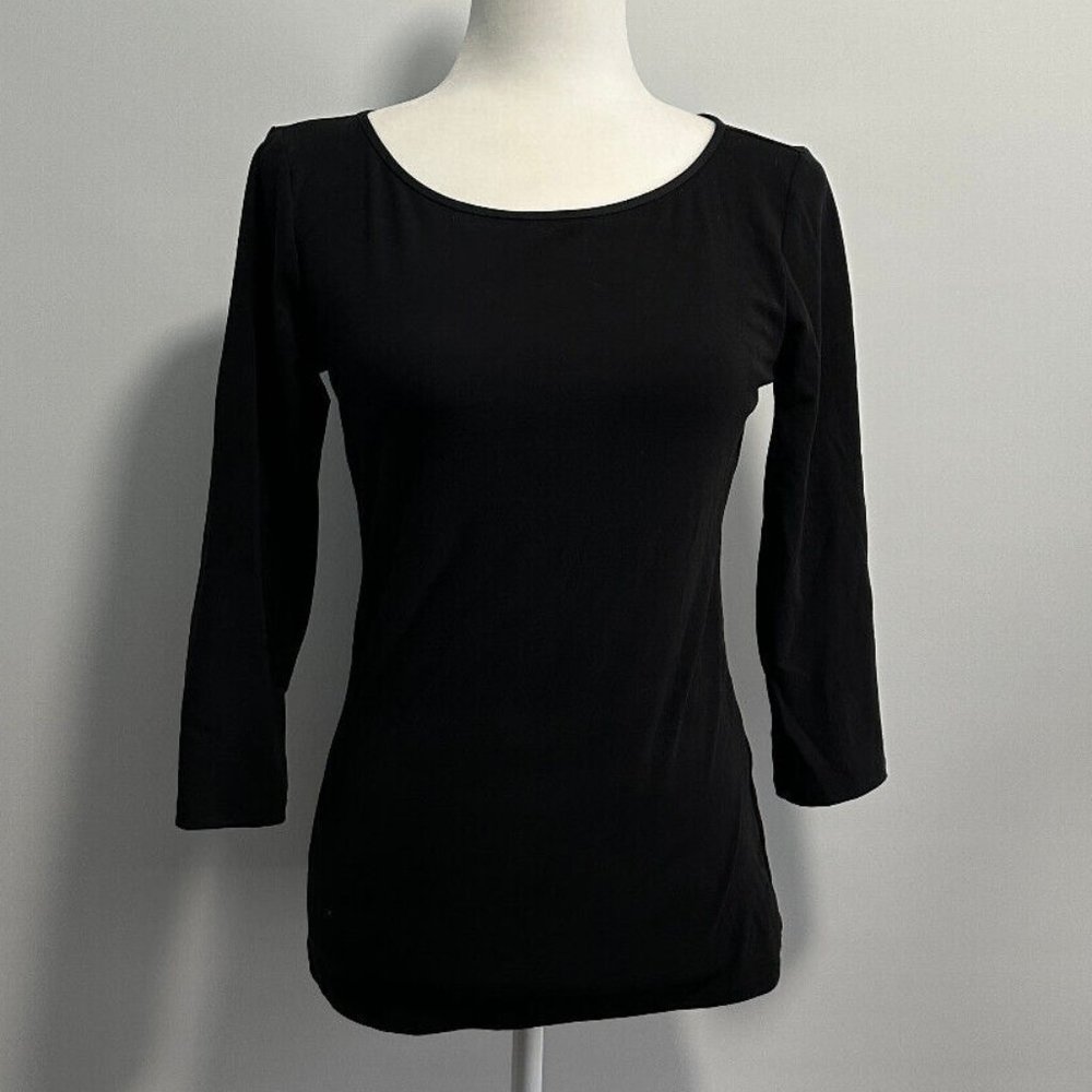 White House Black Market Long Sleeve Black Top Sz XS‎